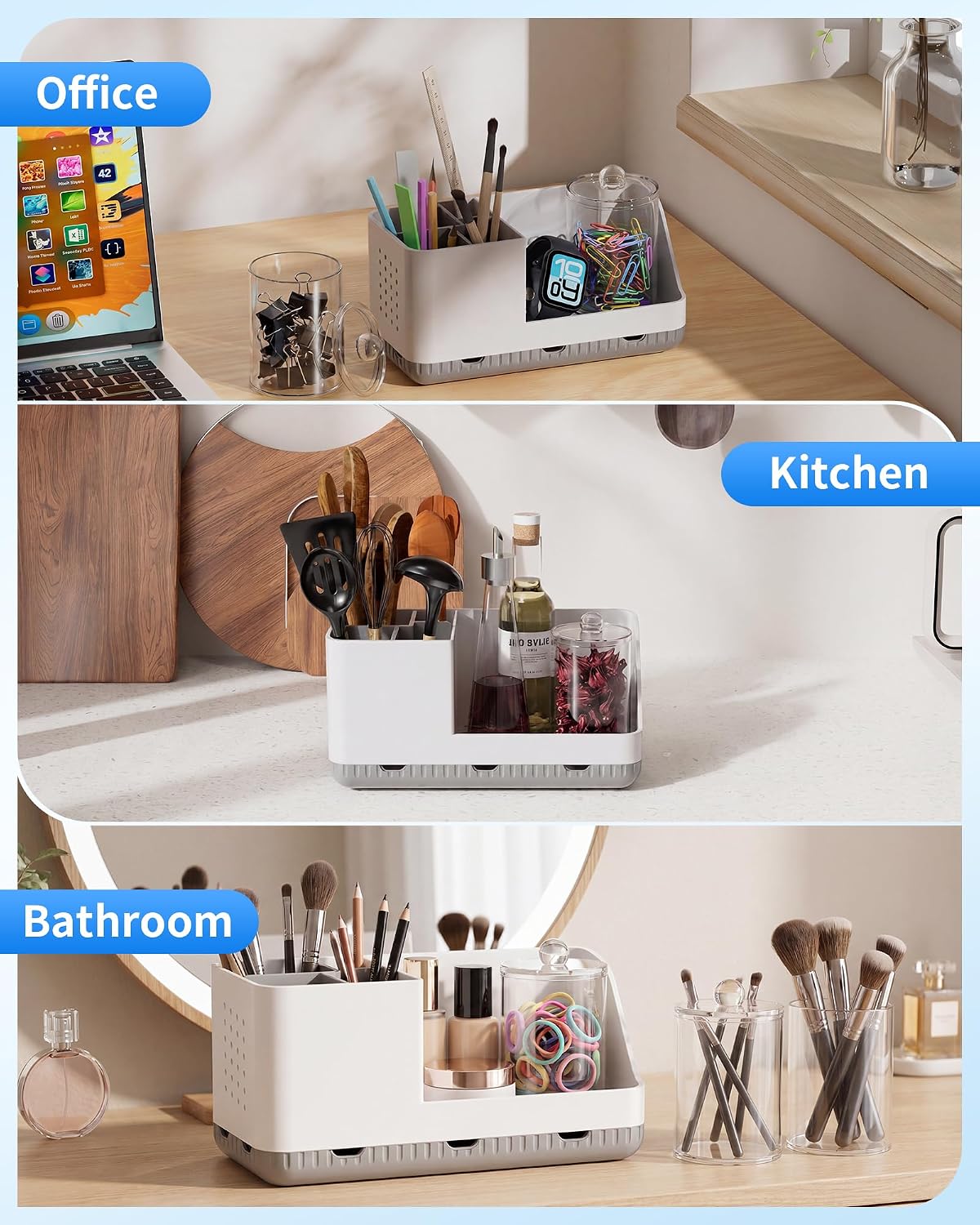 Toothbrush Holders for Bathroom with 1 Pack Qtip Holder