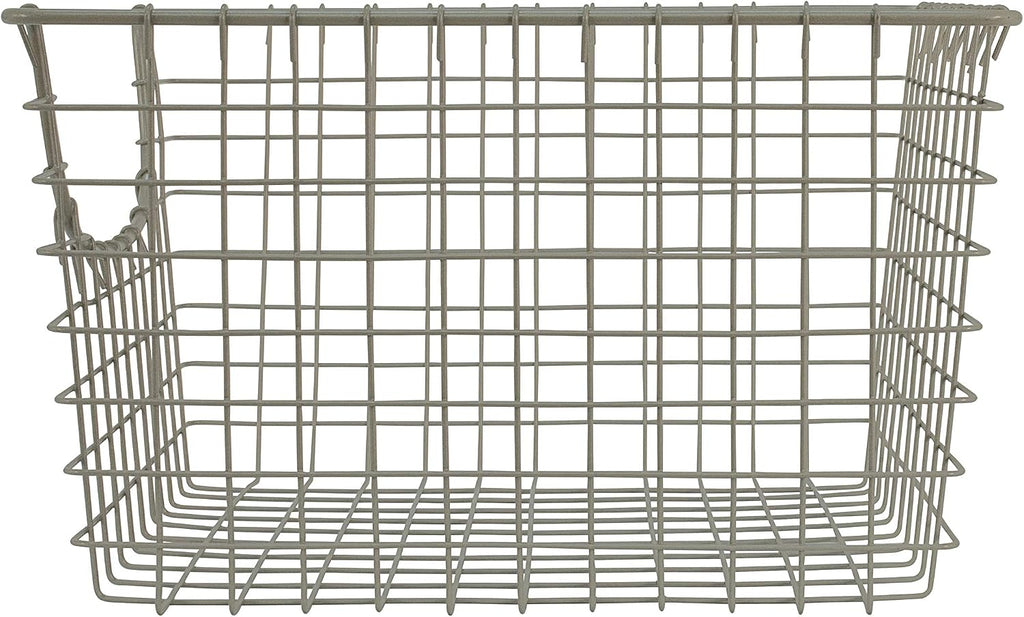 Spectrum Wire Scoop Basket Storage Bin Satin Nickel Nesting Metal Baskets Pack of 2 for Kitchen Pantry Closet Bathroom Garage Organization, Heavy Duty Wire Basket Organizer for Storage Decor