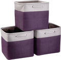13 Inch Cube Storage Bins Purple - 3-Pack Purple Storage Cubes with Handles, 13x13x13 Fabric Storage Bins, Foldable Dark Purple Storage Baskets for Shelves, Cloth Organizer Cube Bins