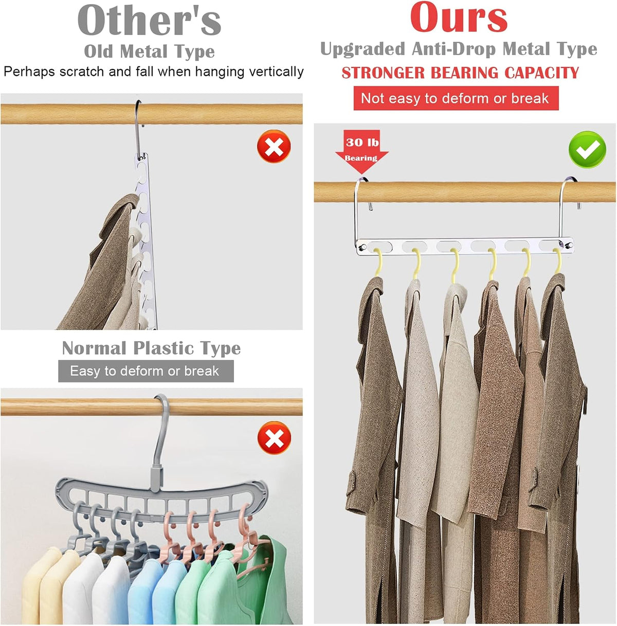 8 Packs Space Saving Hangers for Closet: Collapsible Closet Organizer