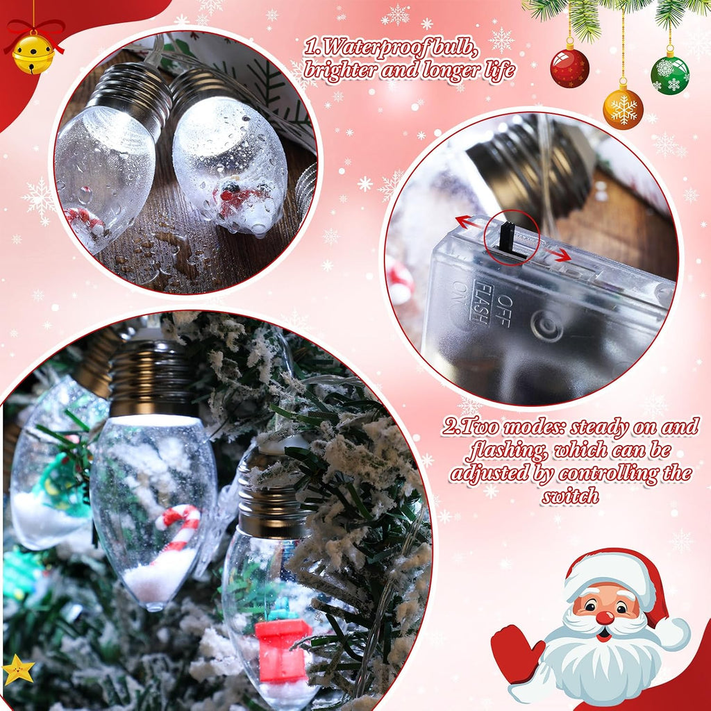 Aurelema Christmas Snow Globe String Lights, Cool White Light, 26ft 40 LED