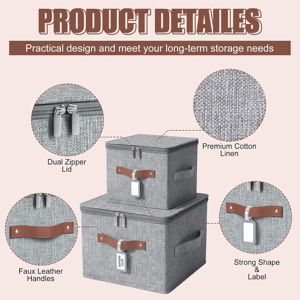 6 Pack Fabric Closet Storage Bins with Lids, 15×10×10 in, Gray