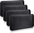 4 Pieces Shoe Tray for Entryway, Waterproof Boot Tray Shoe Mat Multi-Purpose Dog Cat Bowl Mat Pet Food Tray Boot Mat for Entryway Indoor Outdoor Floor Protection (Black,30 x 15 x 1.2 Inch)