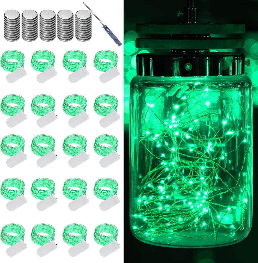 LAMPHOME 20 Pack Green St Patrick's Day Fairy Lights,st Patricks Day Battery Operated String Light, 20 LED on 6.6FT Copper Wire Firefly for Wedding Party Mason Jar Christmas Bedroom Decor
