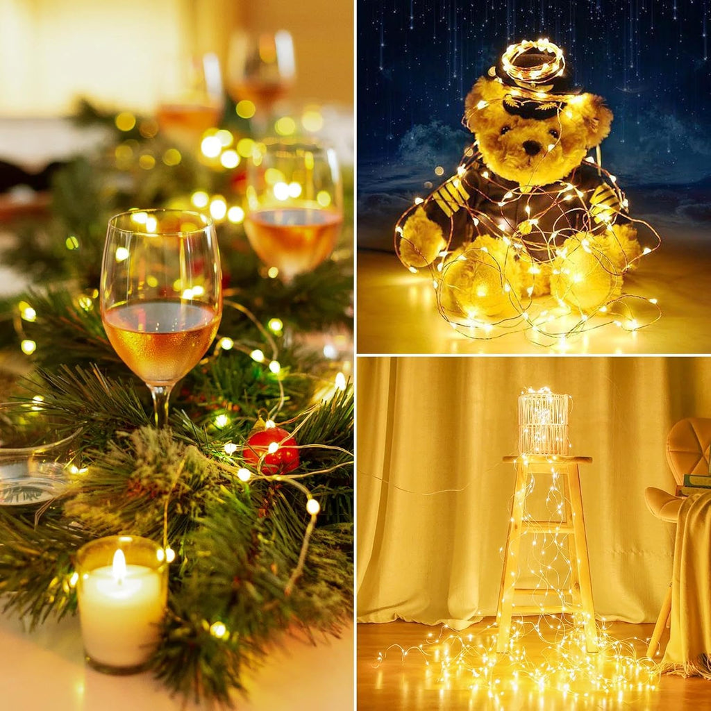 2 Pack Fairy Lights Battery Operated Twinkle Lights Remote Warm White