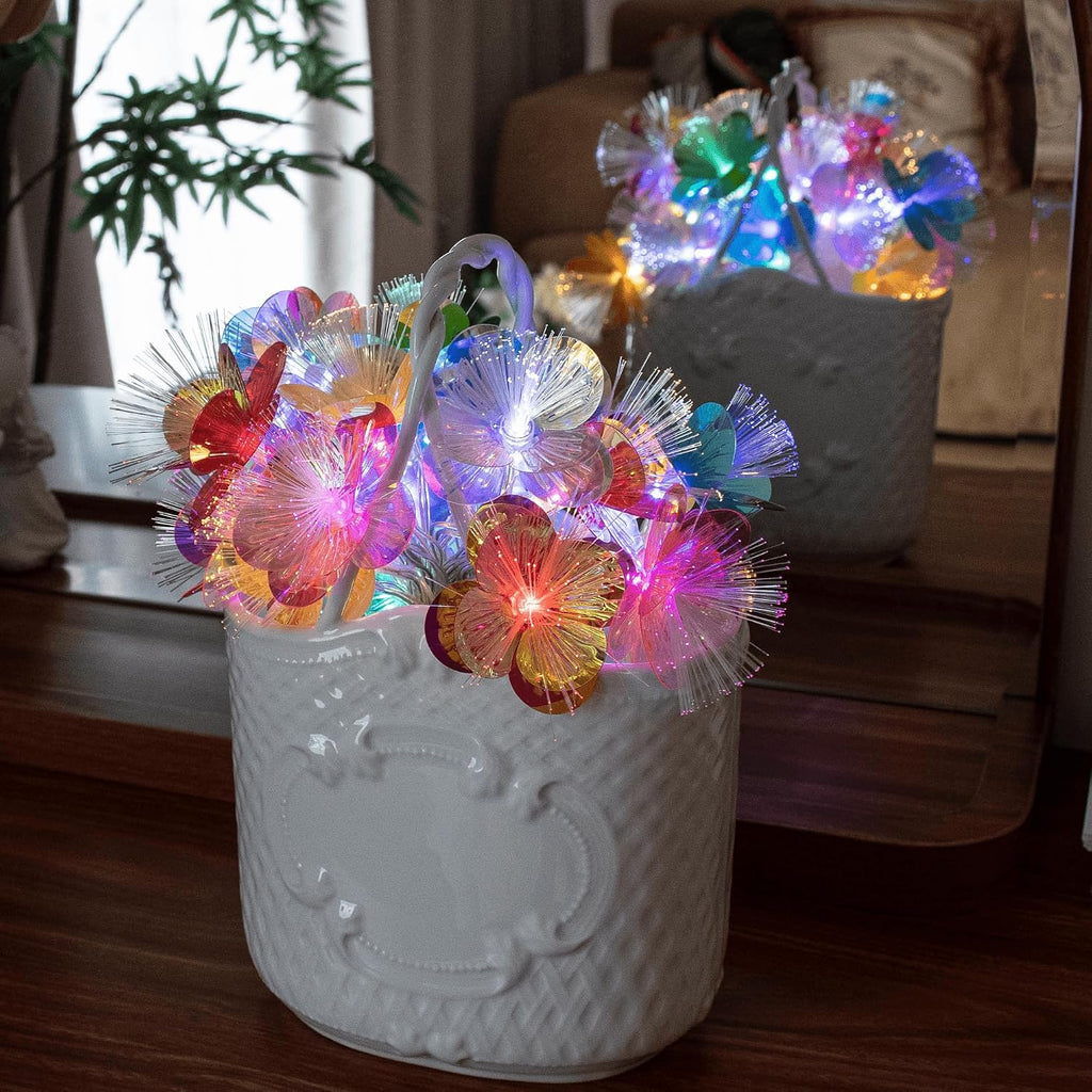 YOLIGHT Fiber Optic Flower String Lights Battery Operated with Timer 6.5ft
