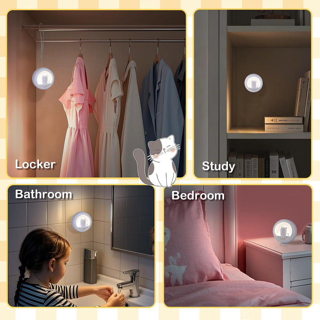Attivolife Cat Night Light Motion Sensor, Magnetic Rechargeable LED Lamp
