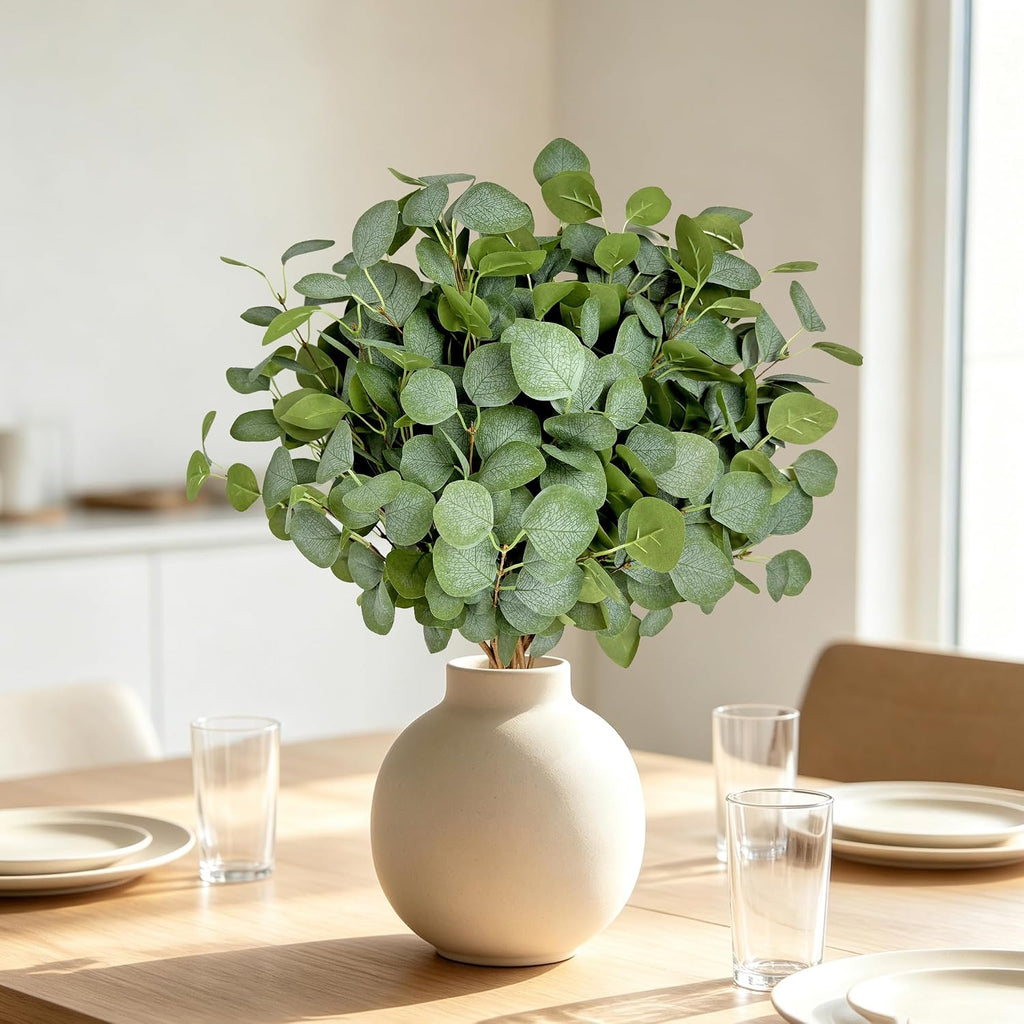 8Pcs Artificial Eucalyptus Stems, Faux Greenery Branches for Vase Decor-003