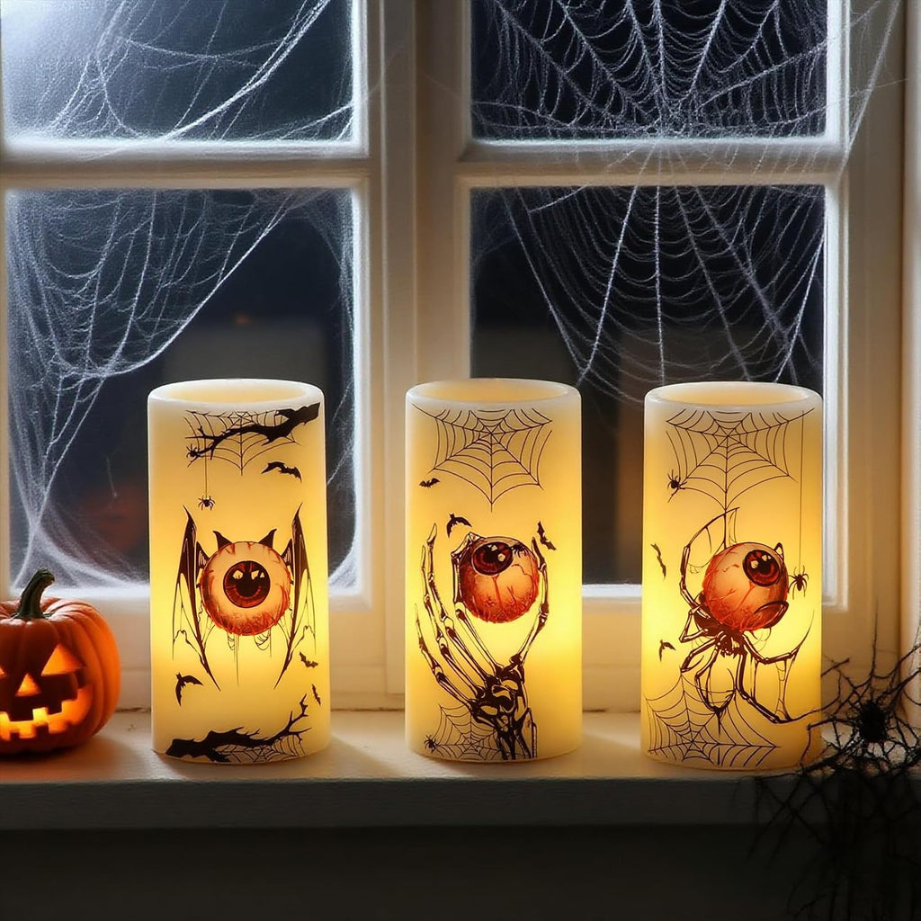 Spooky Halloween Flameless Candles Battery Operated with 6H Timer