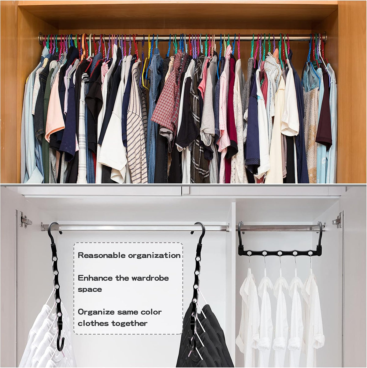 24 Pack Closet Organizers and Storage, Stronger Space Saving Hangers