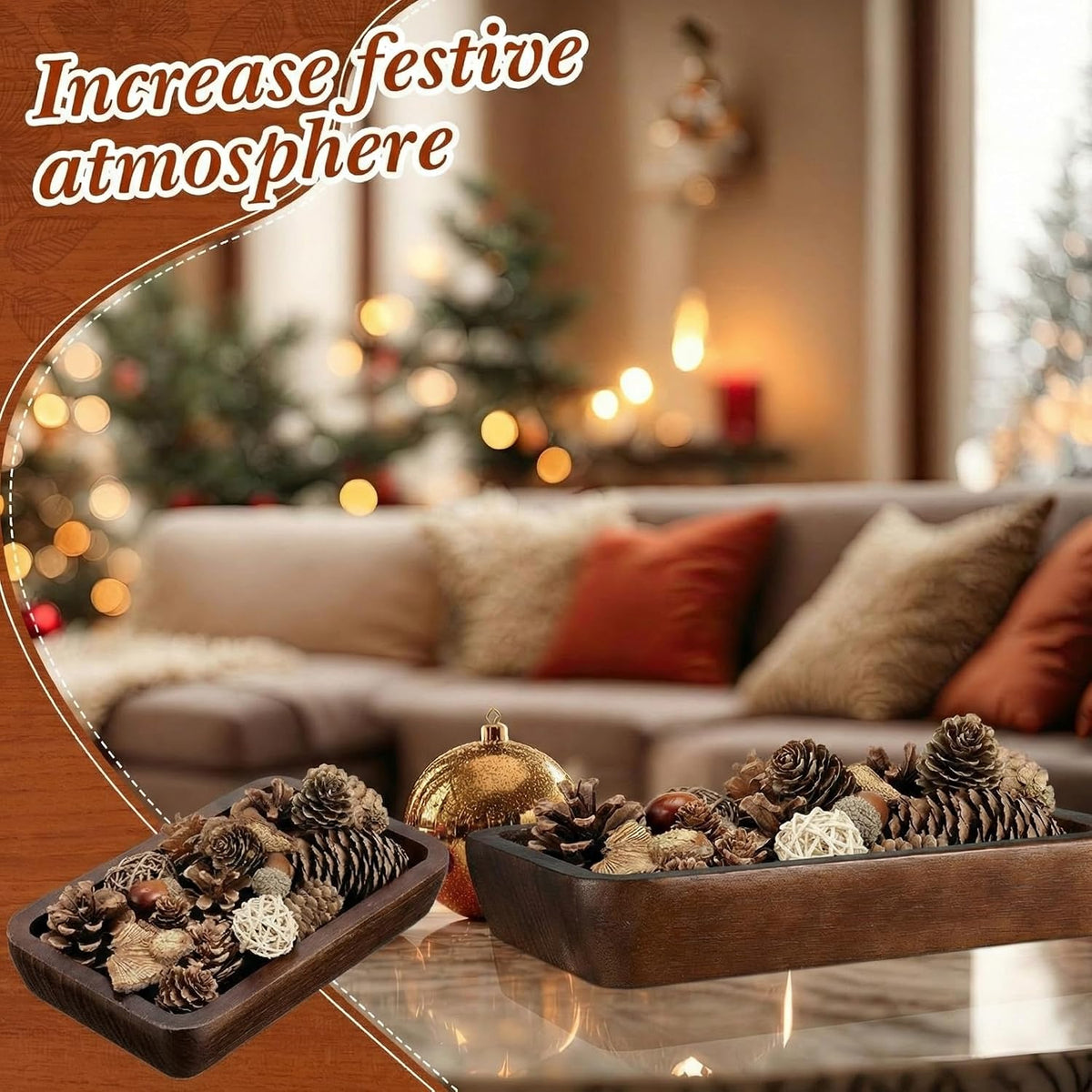 Jingmore 4 Pcs Wooden Bowl Square Tray Dough Charcuterie Board