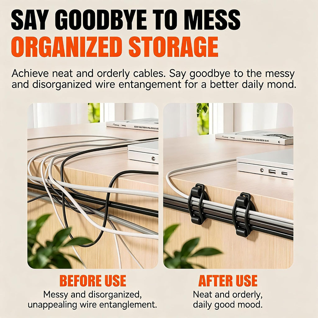 Upgraded 10 Pack Two-Setting Adjustable Adhesive Cable Clip,Cord Organizers