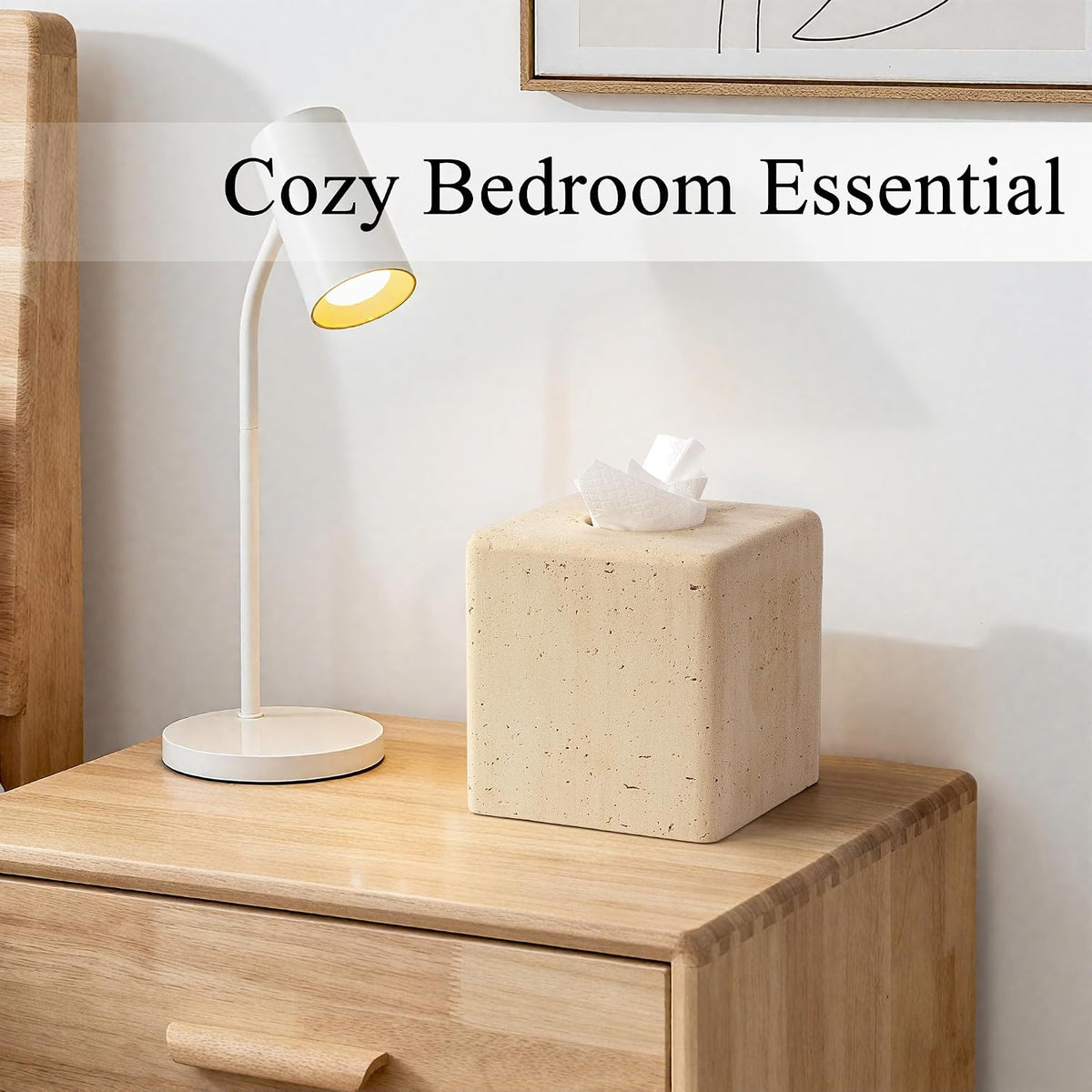 YMXYJM Resin Tissue Box Cover, Travertine Look, Square Holder
