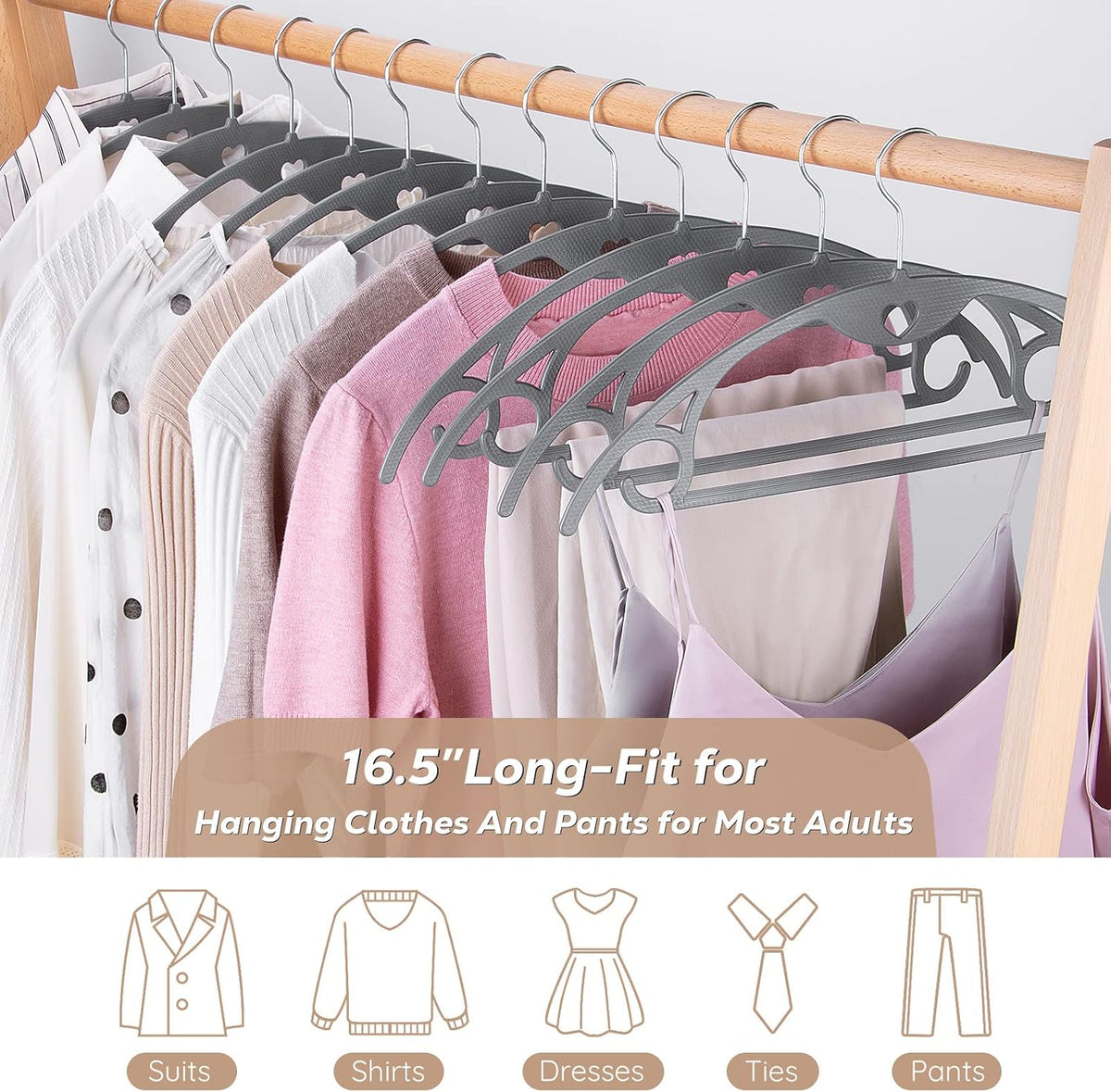 Plastic Hangers Grey Clothes Hanger 30 Pack