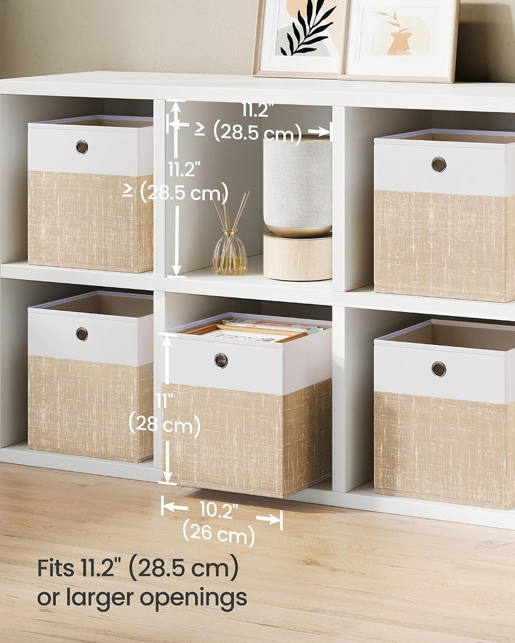 SONGMICS Storage Cubes, Set of 6 Foldable Organizer Boxes with Handles
