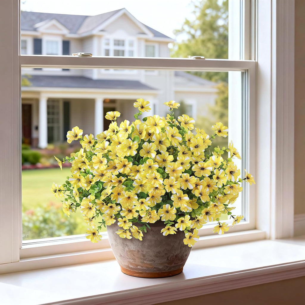 2Set Artificial Eucalyptus Flower Topiary Tree for Front Porch(Yellow)