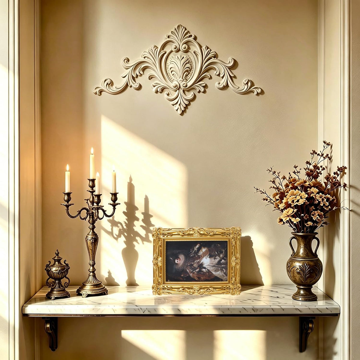 5x7 Vintage Picture Frames Ornate Gold Antique Picture Frames 5x7 photo frame with Front Glass for Wall Hanging and Tabletop Unique Home Decor Wall Decor Living Room Victorian Style