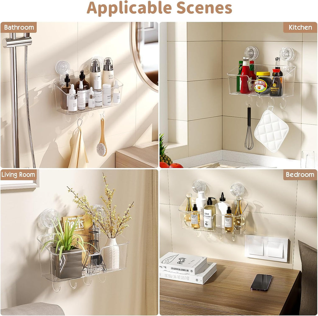 LUXEAR Clear Suction Cup Shower Caddy, BPA-Free Bath Toy Storage