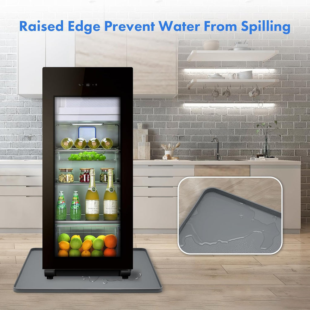 Mini Fridge Silicone Mat with Raised Edge, 23.6''x19.7'' Under Refrigerator Mat, Mini Fridge Drip Pan Prevent Water Leakage and Floor Damage, Leakproof Mat for Under Small Fridge Refrigerator Freezer