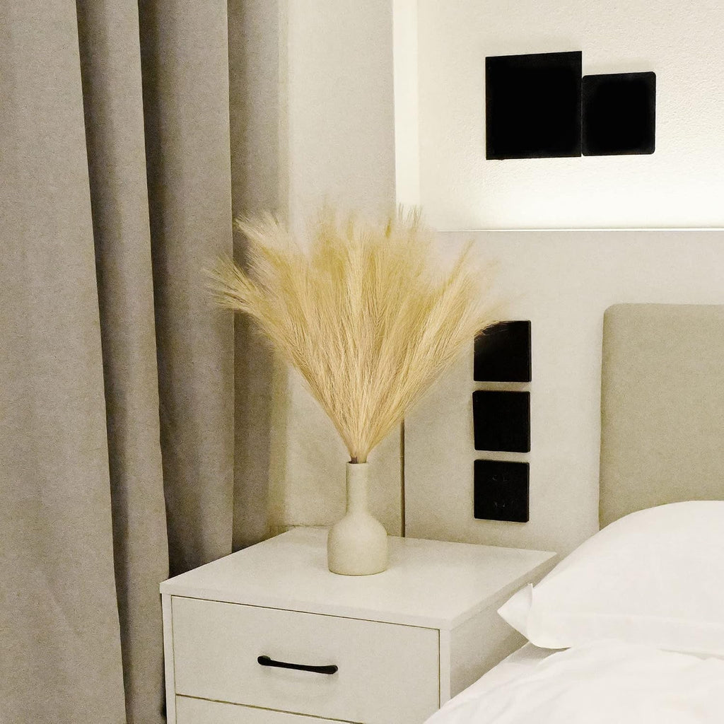 6 PCS Faux Pampas Grass Arrangement - 18"/45cm Artificial Fluffy Pompous Grass Stems for Boho Chic Home and Wedding Decor (Khaki)