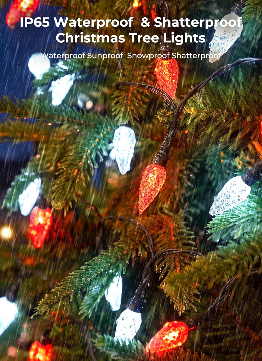 Brightown 2 Pack Battery Operated Christmas Lights 16.5FT Red & White