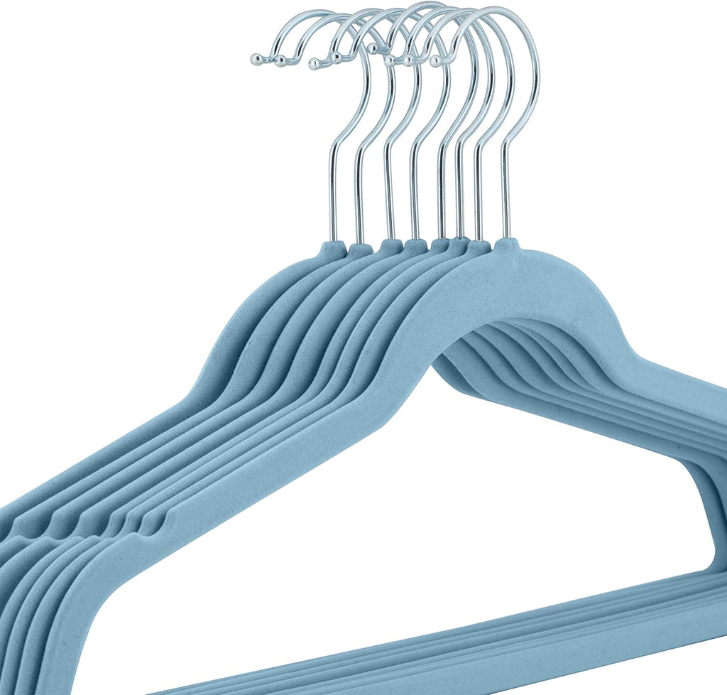 Laura Ashley Kids Velvet Hangers| 25 Pack | Durable | Lightweight | Light Blue | Non-Slip | Closet Organization | Holds 10lbs