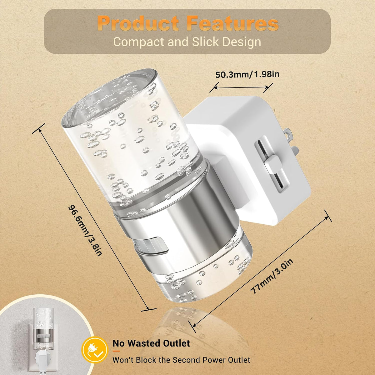JandCase Motion Sensor Night Light, Dimmable Night Lights Plug Into Wall