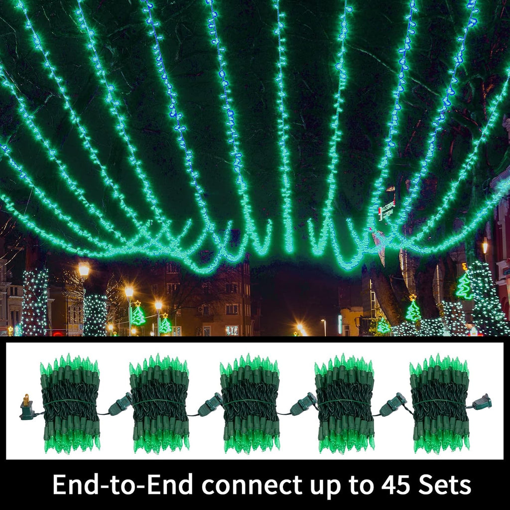 LAMPHOME Green Halloween String Lights,100LED 21.6Ft St Patrick Day Lights, Waterproof Green Christmas Lights for Indoor Xmas Tree Garland Birthday Wedding Party Festival Decoration, Green Wire