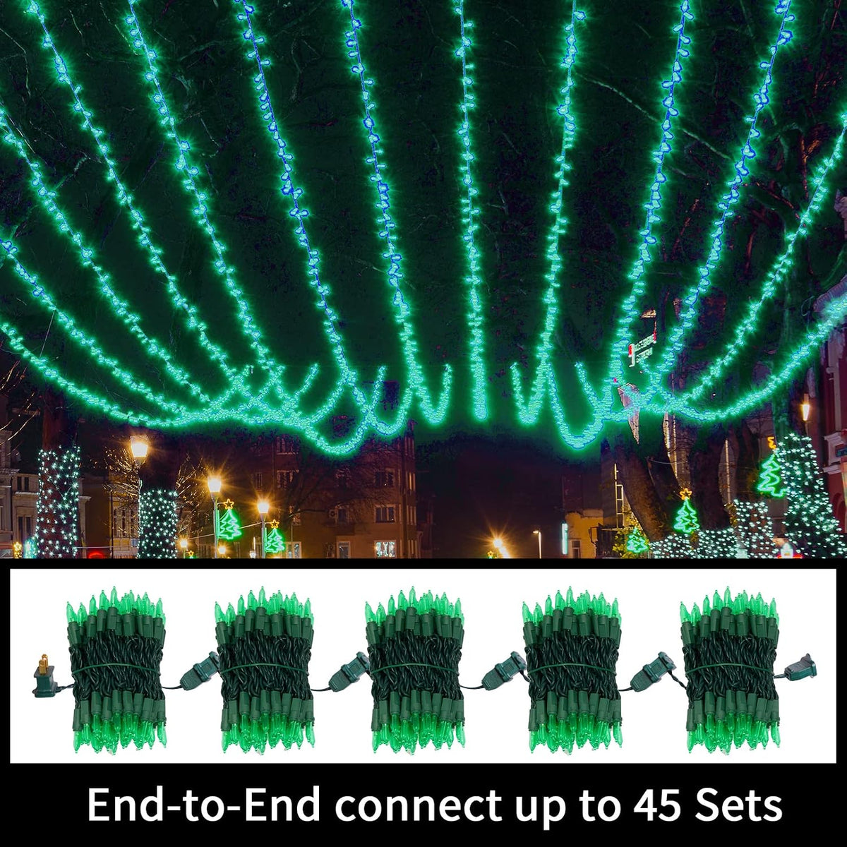 LAMPHOME Green Halloween String Lights,100LED 21.6Ft St Patrick Day Lights, Waterproof Green Christmas Lights for Indoor Xmas Tree Garland Birthday Wedding Party Festival Decoration, Green Wire