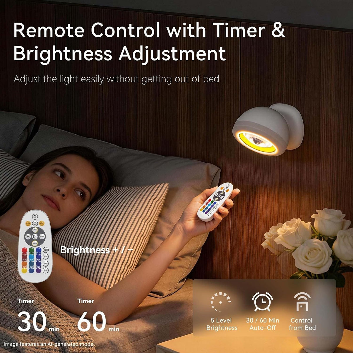 Hopedone 360° Magnetic Motion Sensor Wall Light, Detachable, 1 Pack