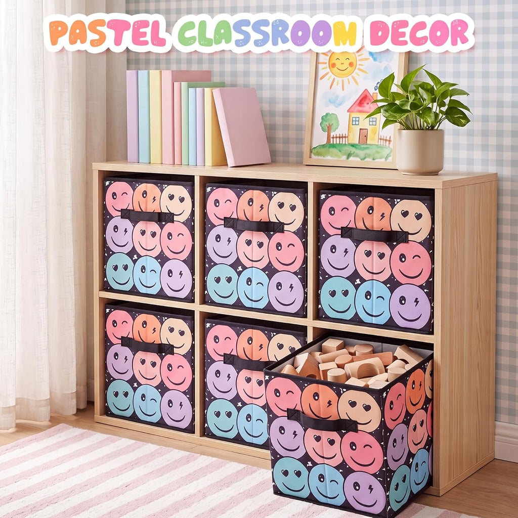 Reallnaive 6 Pcs 11 Inch Composition Fabric Book Bin Classroom Storage Cube