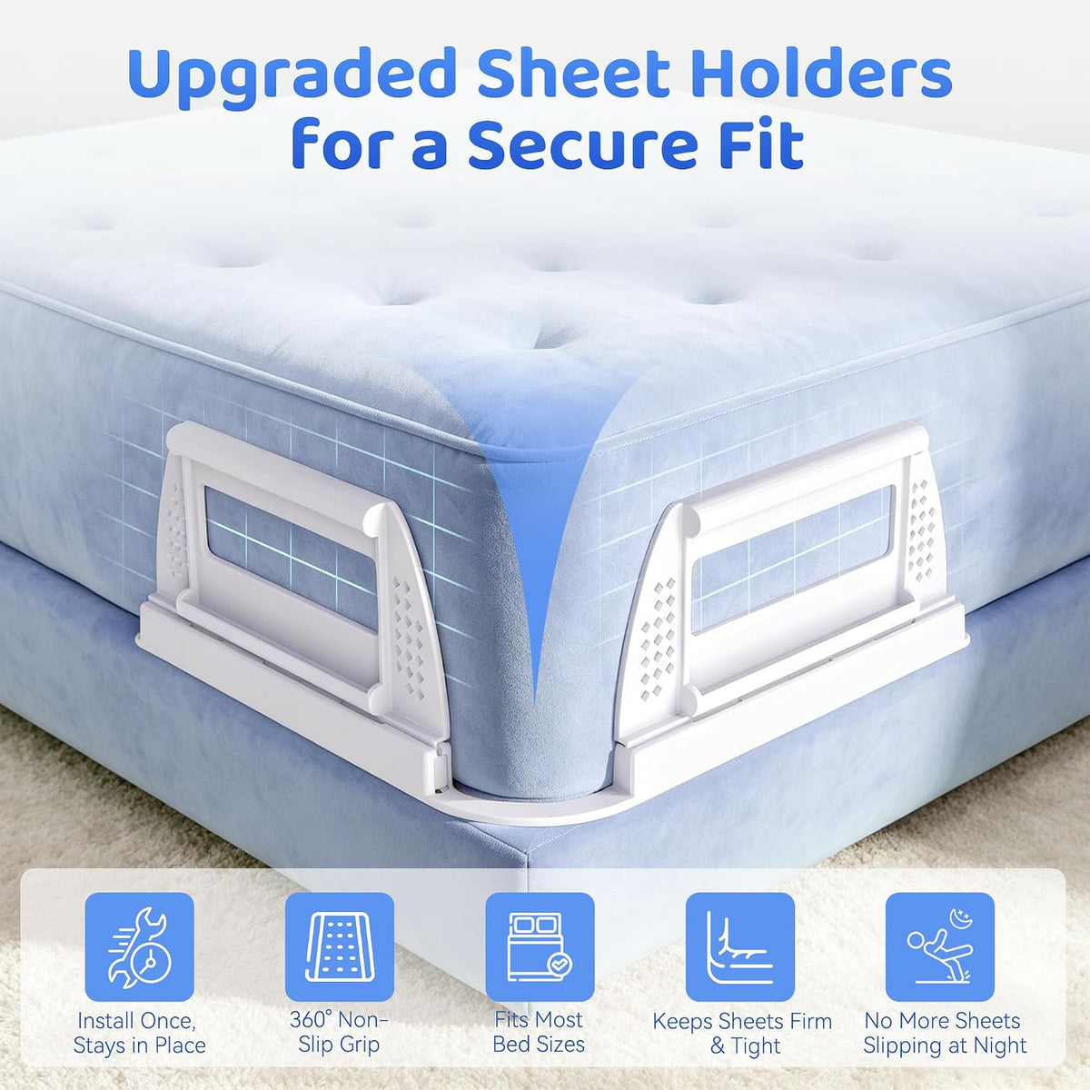 Fitted Sheet Holders for Corners Upgrade Bed Sheet Grippers