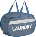Collapsible Laundry Baskets with Lid, Foldable Clothes Hamper with Reinforced Handles, Sturdy Pop Up Hampers for Laundry, Tear Proof & Easy to Carry Laundry Hamper for Home, Dorm, Travel Blue
