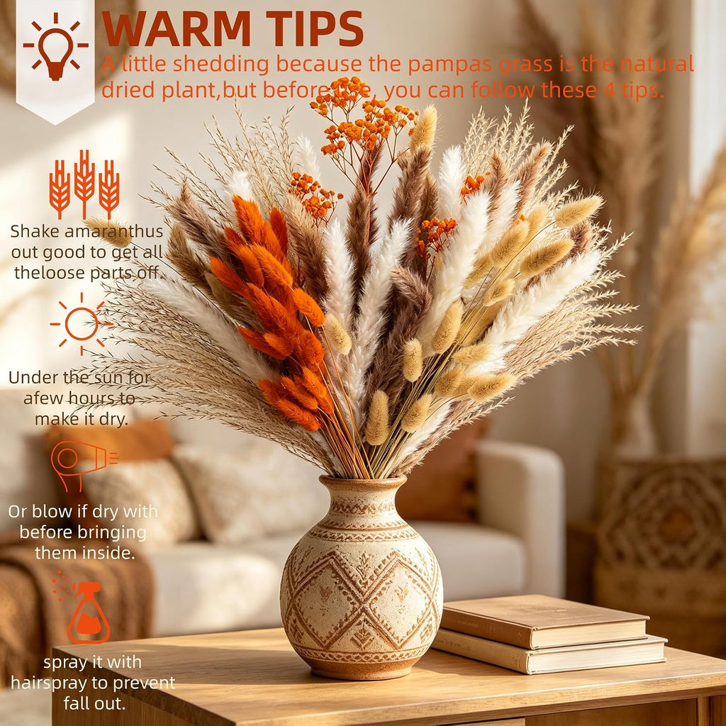 Fall Decor Dried Pampas Grass 17inch 60~85Pcs(B-75Pcs)