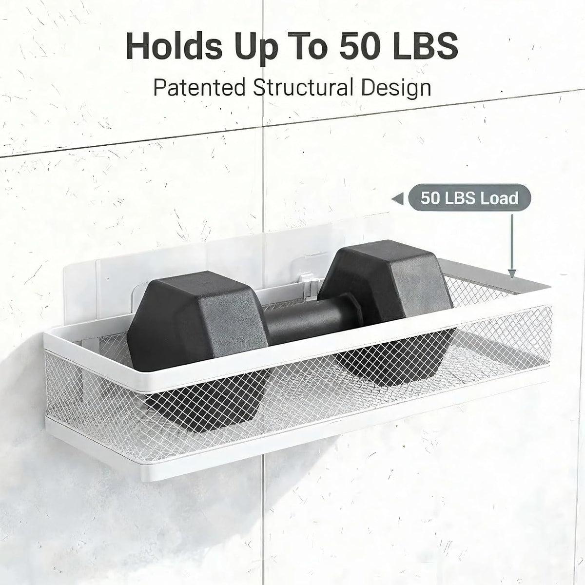 PUSDON 16.5-Inch Extra Long Slim Mesh Shower Caddy, Wall Mounted Bathroom Organizer with Adhesive, Heavy Duty Rustproof Shelf for Narrow Kitchen Pantry & RV, Holds 50 LBS 2-Pack - White Netting