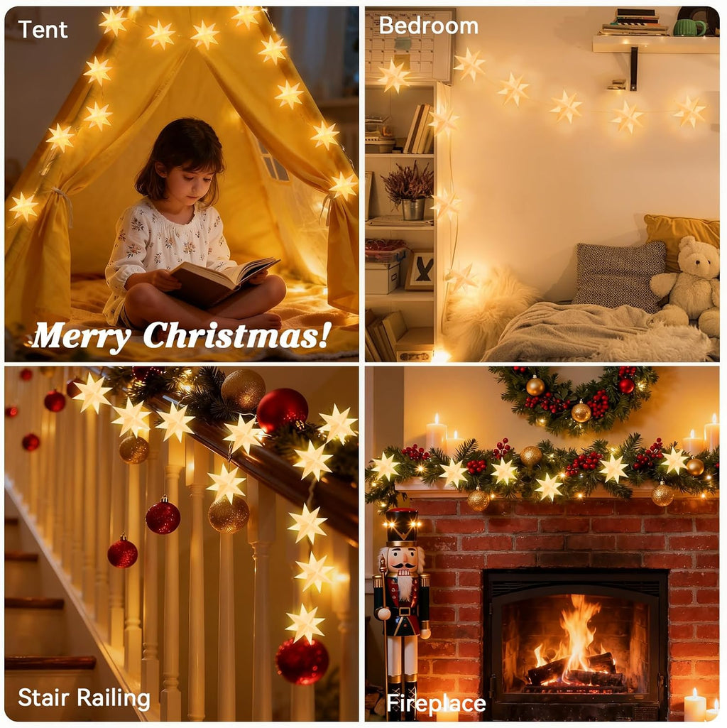 Lewondr 20 LEDs Star String Lights Battery Operated with 6H Timer
