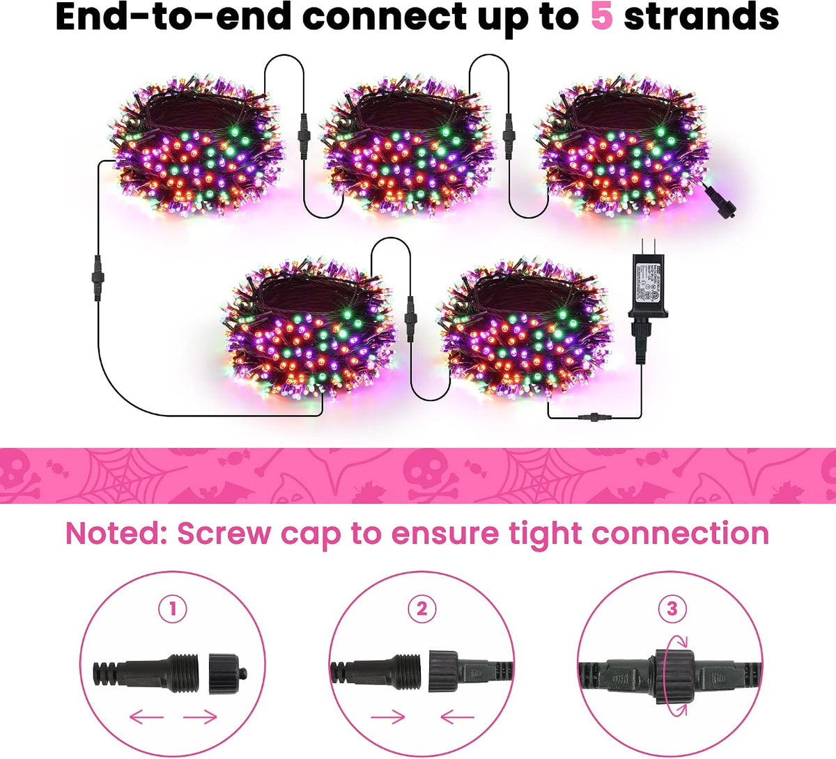 Halloween Lights Indoor, 82ft 200 LED Halloween String Lights with 8 Modes