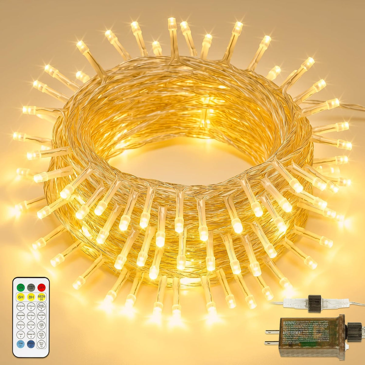 Warm White Christmas String Lights, 33FT 100 LED Fairy Lights Indoor