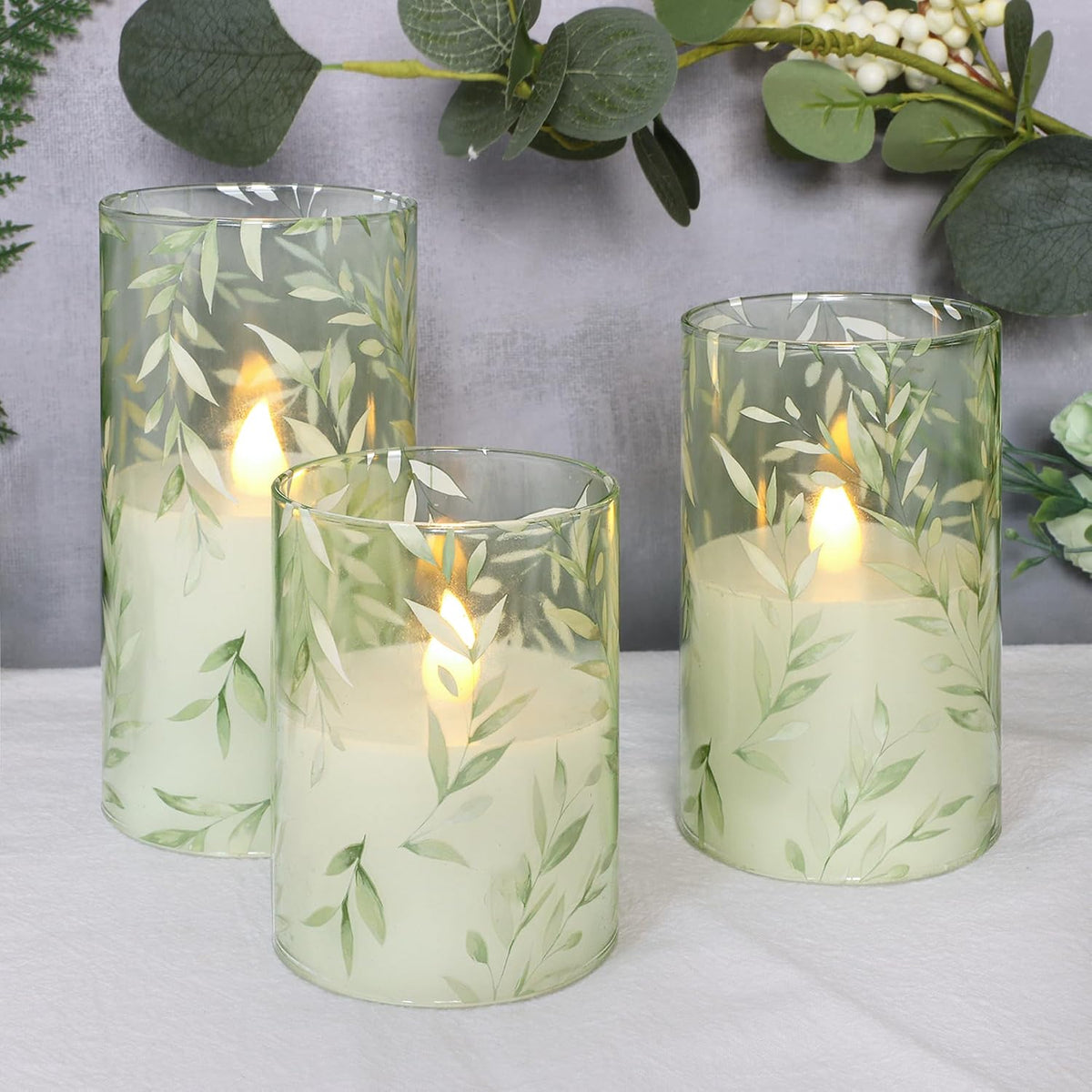 Crystal Club Glass Flameless Candles with Remote Timer