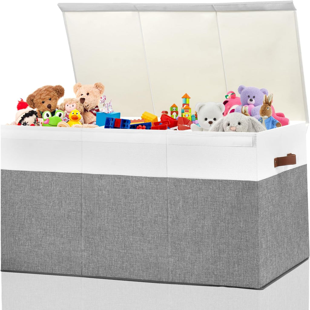 Extra Large Toy Storage Box with Lid,Toy Chest Bin Basket with Dividers