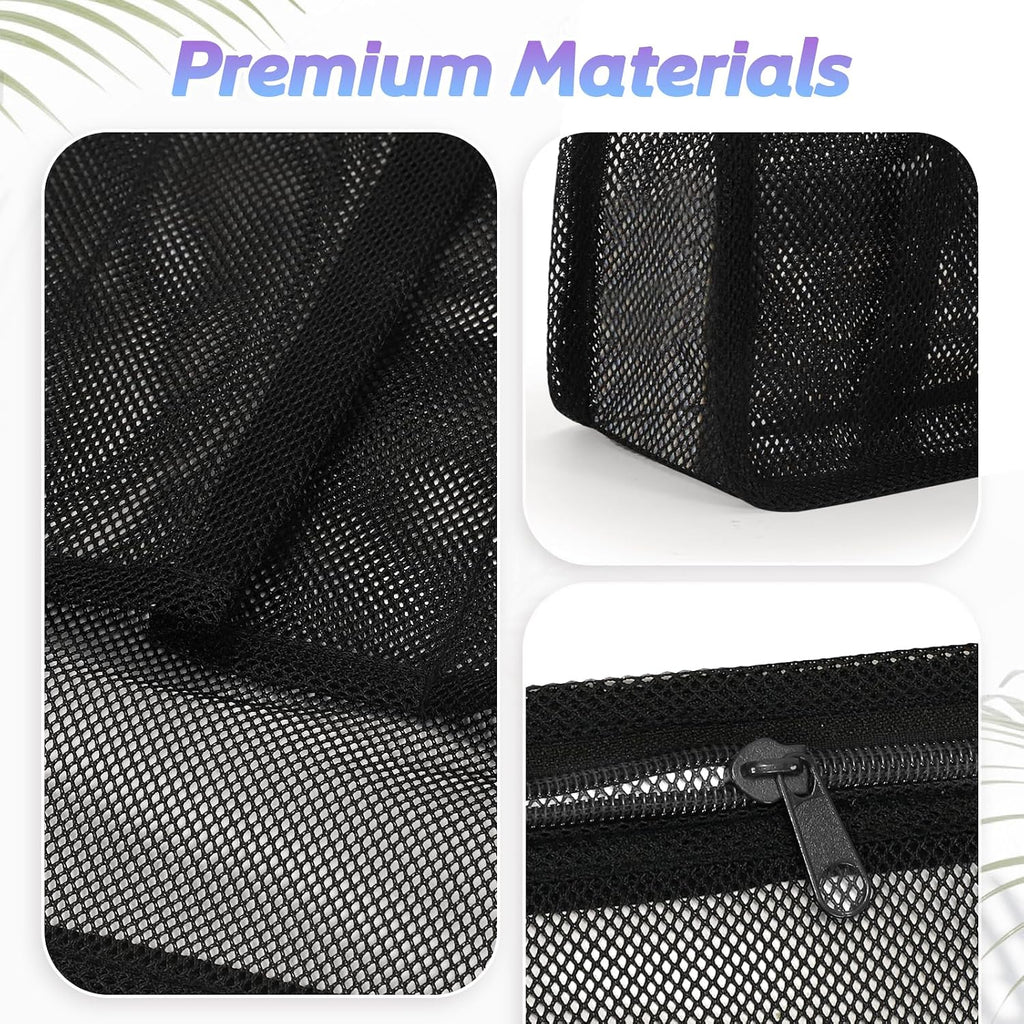 famichan Portable Mesh Shower Caddy, Gym Travel Camp Dorm Room Essentials for College Student Boy Girl, Bathroom Shower Bag - Black