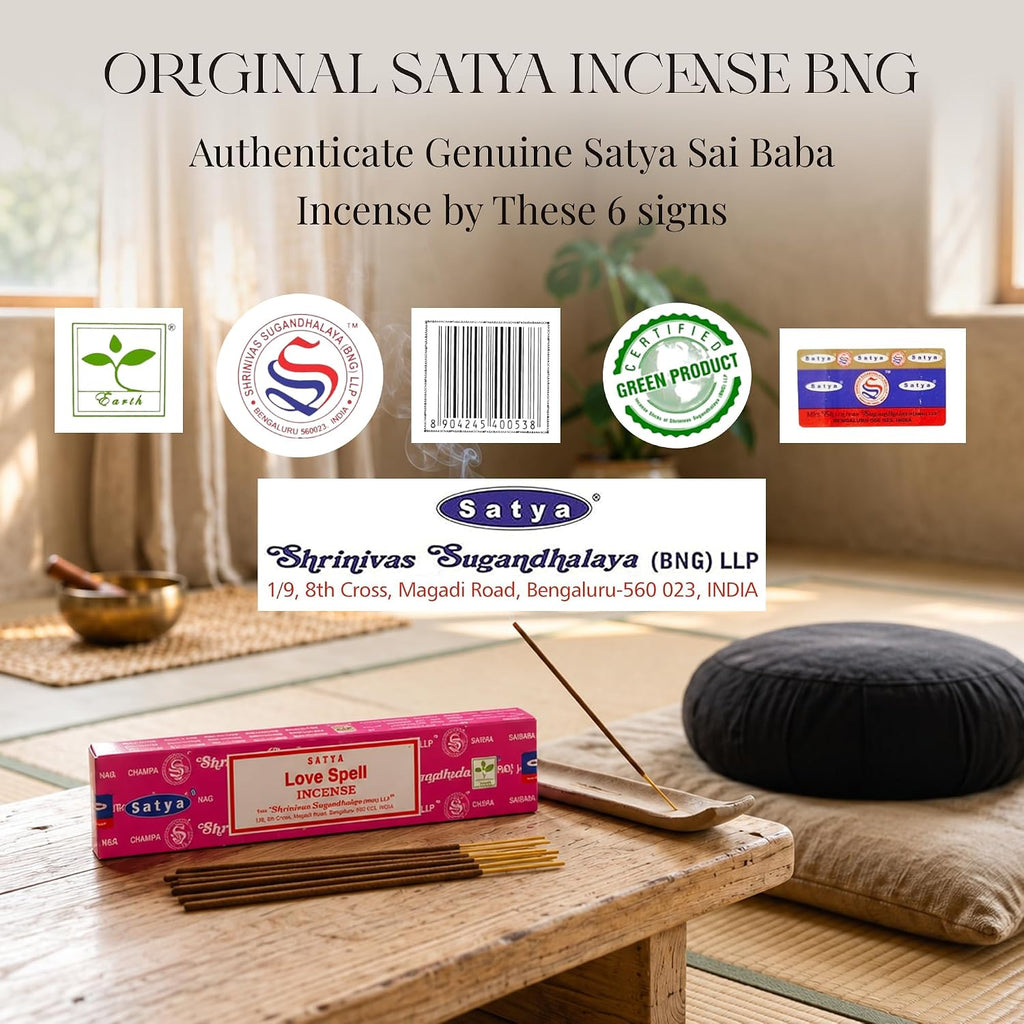 3 Packs Original Satya Sai Baba Nag Champa Incense Sticks Joss Insence - Insense 15g x 3 Box NagChampa Agarbatti (Love Spell)