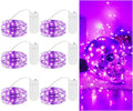 Halloween Purple Fairy Lights Battery Operate,7.2ft 20 LEDs String Lights Silver Copper Wire for Hallowen Christmas DIY Decoration Wedding Party (6 Pack)