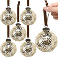 Threan 6 Pcs Vintage Gold Mercury Glass Christmas Ornaments, Polka Dot