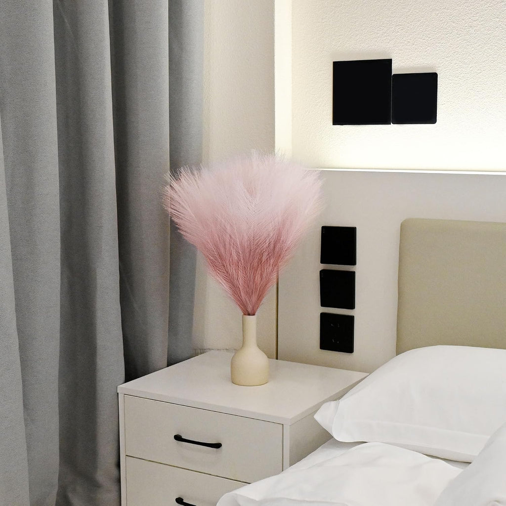 6 PCS Faux Pampas Grass Arrangement - 18"/45cm Artificial Fluffy Pompous Grass Stems for Boho Chic Home and Wedding Decor (Pink Gradient)