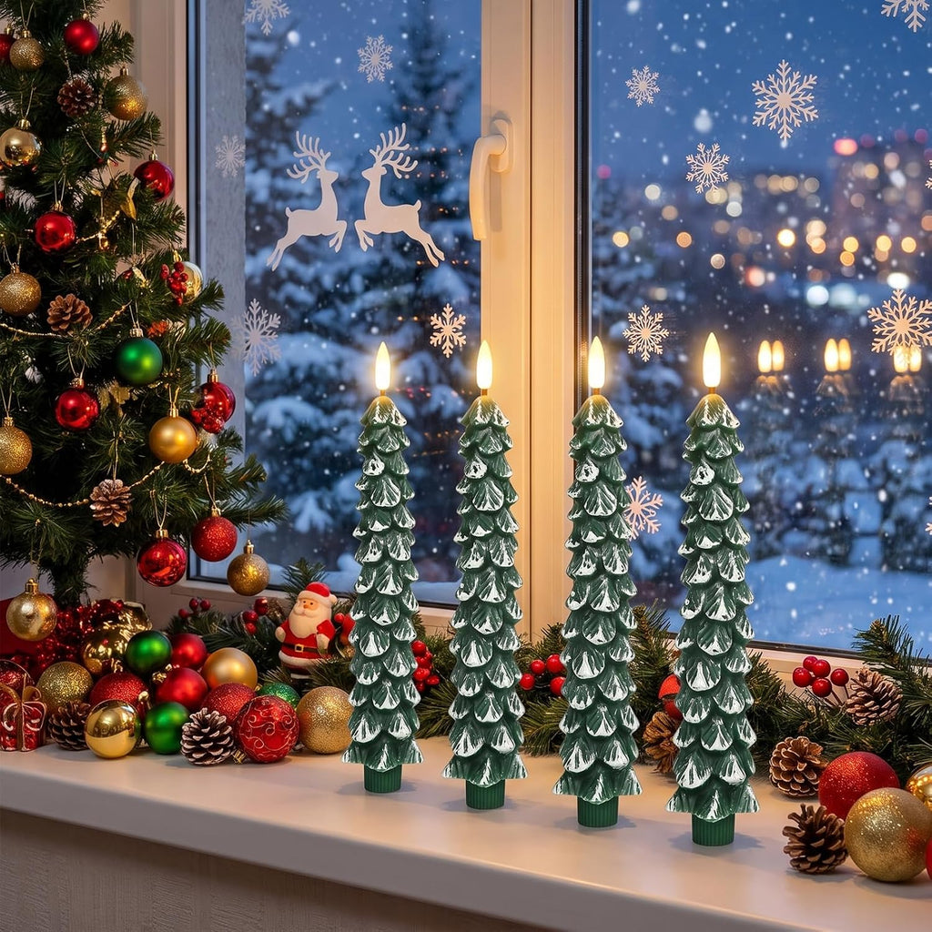 GenSwin Christmas Tree Flameless Taper Candles Battery Operated 4 Pack