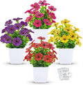 Der Rose 4 Pack Fake Plants with Fragrance Discs Flowers for Spring Decor