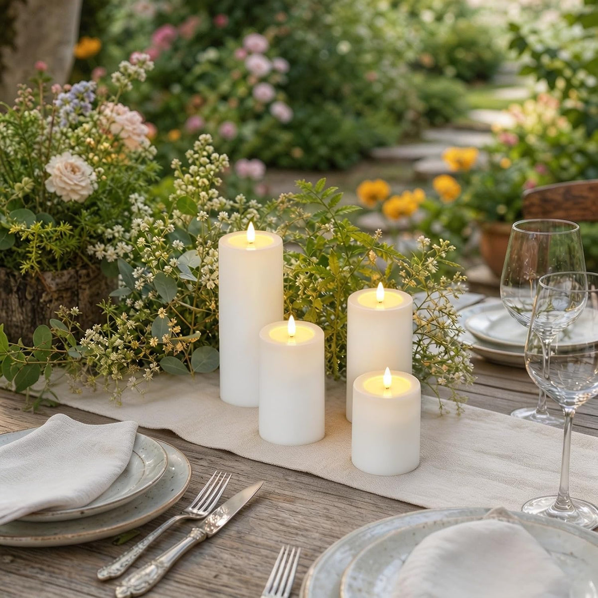 Outdoor Waterproof Flameless Candles Battery Operated with Remote and Timer