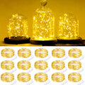 SmilingTown Fairy Lights Battery Operated Starry Firefly Silvery Wire String Lights 15 Pack 7.2ft 20 LED Jar Table Centerpiece for Wedding Christmas Halloween Party Decoration (Warm White)