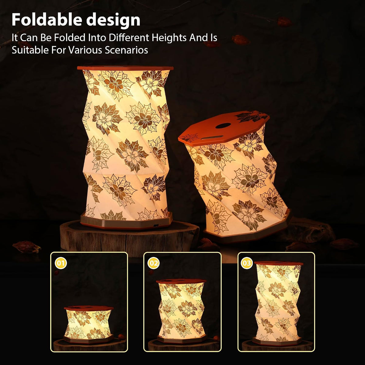 Birthday Flower Folding Lamp, Paper Lantern Lights, Japanese Gifts